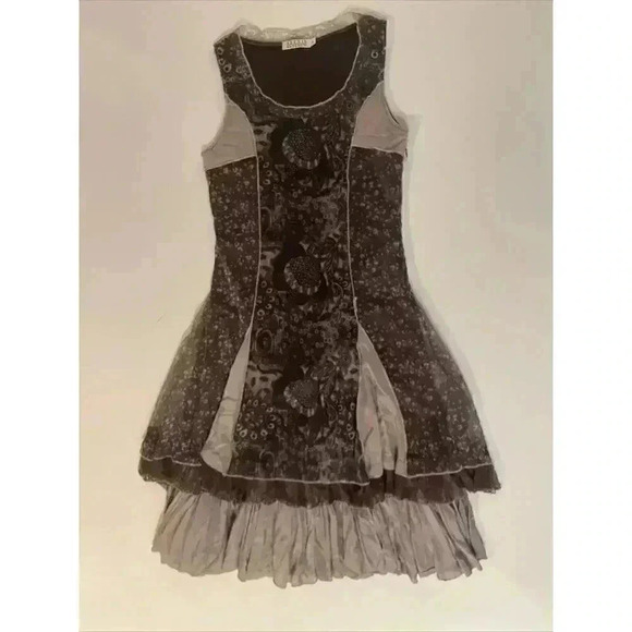 ALEXIS M Steampunk Slip Dress Grunge Hi Low Y2k Retro Layered Mini Cocktail VTG - Picture 3 of 13